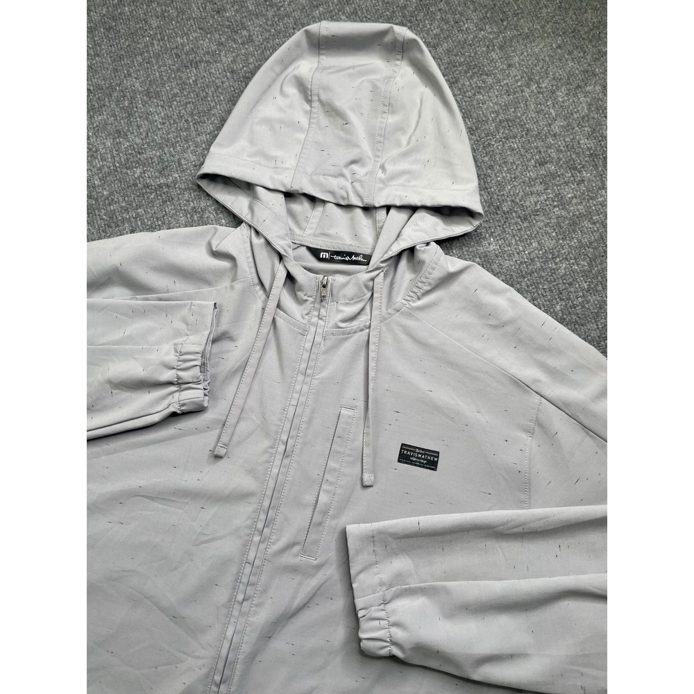 TravisMathew Hoodie Mens XL Grey Full Zip Lightweight Jacket Speckle